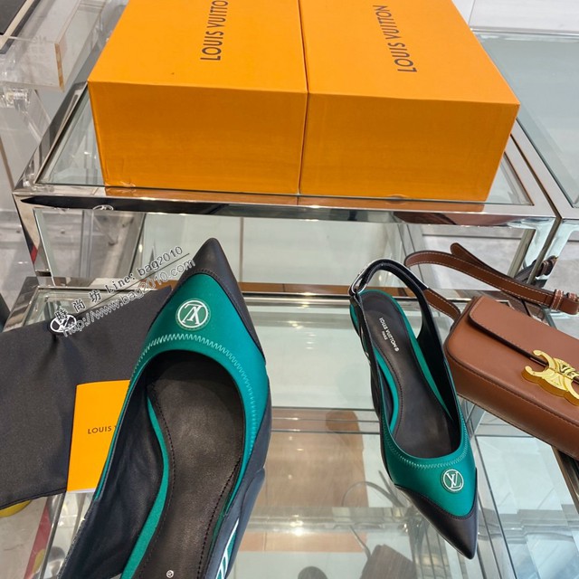 LV路易威登2022專櫃新款爆款拼色女士單皮鞋涼鞋尖頭單鞋 dx2995